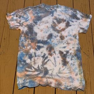 Adult Medium Blue and Orange Crumple Tie Dye